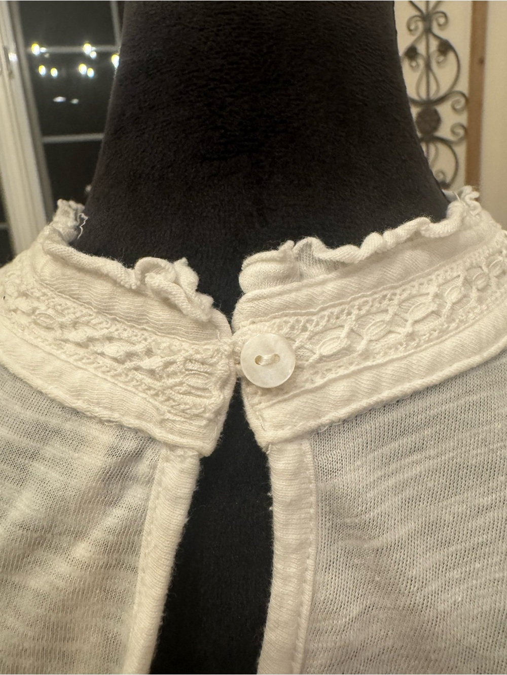Free People "La Femme" White Lace-Trim Ruffle Blouse - Picture 6 of 10